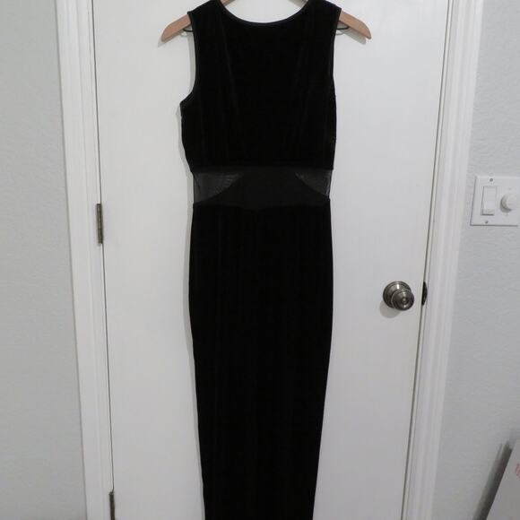 All That Jazz Womens Sz M Black Velvet Vintage Y2K Maxi Length Dress Sheer Waist - Picture 4 of 6